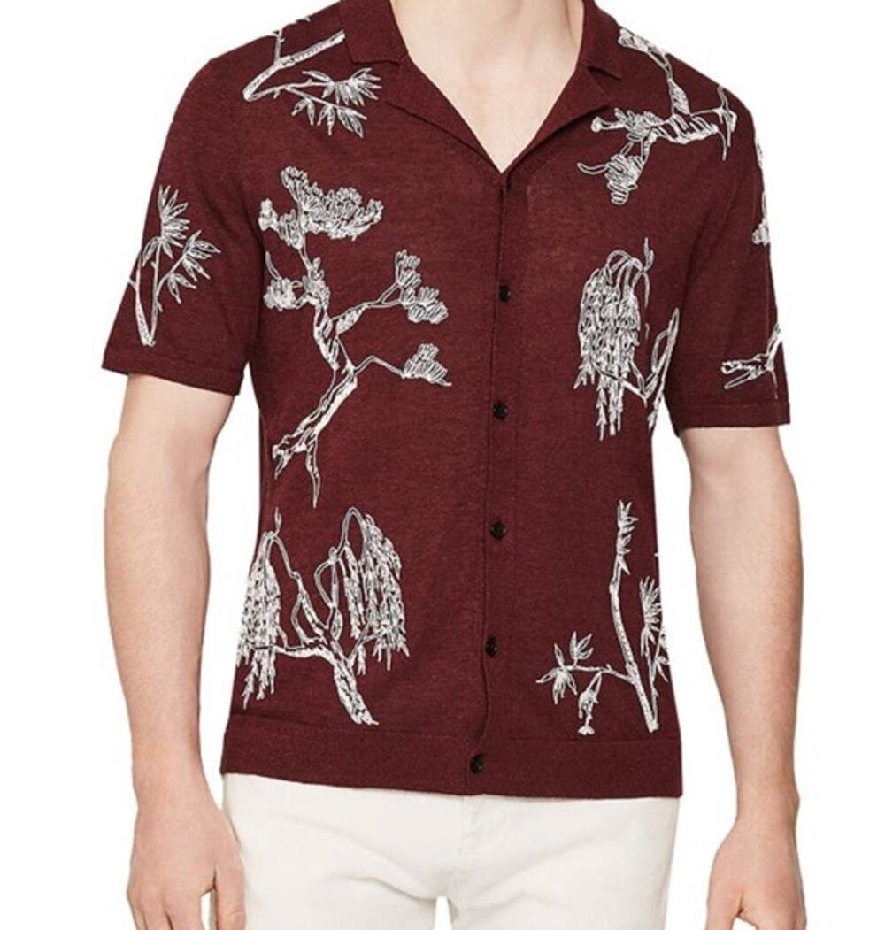 Reiss Tilgate Embroidered Regular Fit Button-Down Shirt Size M NEW $140